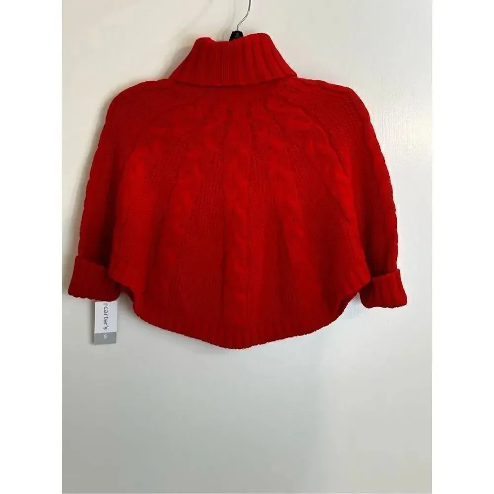 Carter’s girls NWOT size 5 red sweater poncho